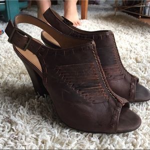 Mossimo Leather Type Peep Toe Bootie Heels